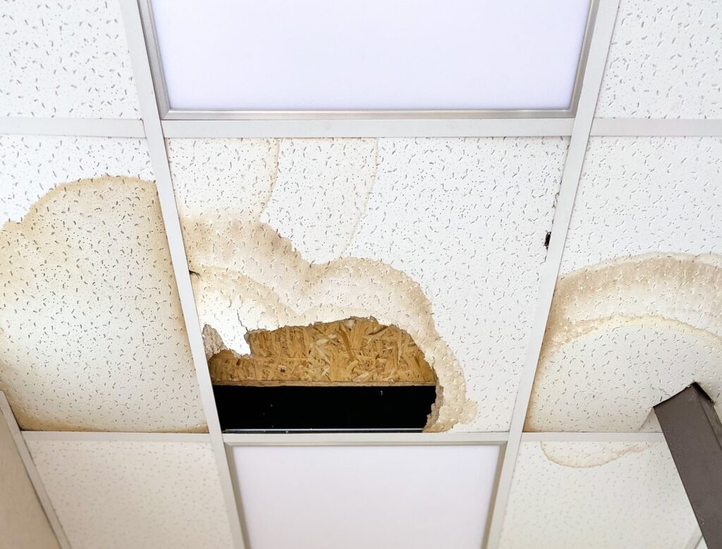 home with ceiling water damage