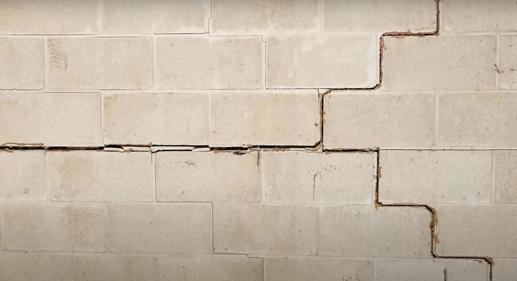 water damage to brick wall