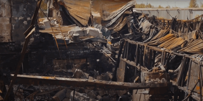 picture of a fire damaged home